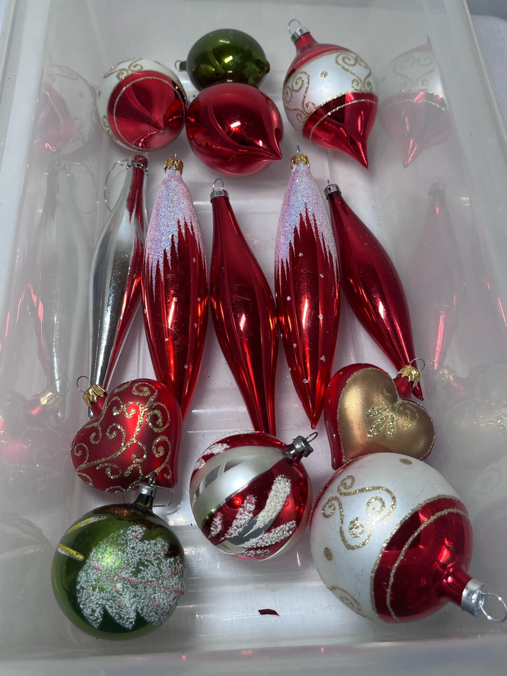 Vintage Festive Red & White Glass Christmas Ornament Set
14 ornaments